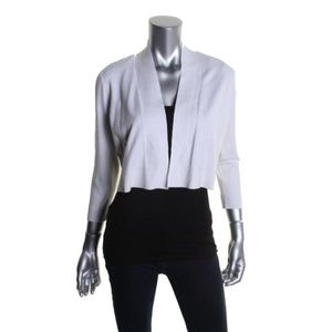 ALFANI Womens White Ribbed Knit Cotton Cardigan